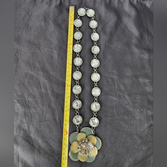 Auth Miu Miu Crystal Flower Yellow and Pale Blue Necklace - Picture 11 of 11